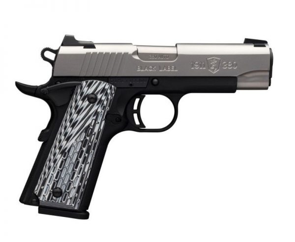 Browning 1911-380 Black Label Pro Compact Stainless / Black .380 ACP 3.625-inch 8Rd Night Sights