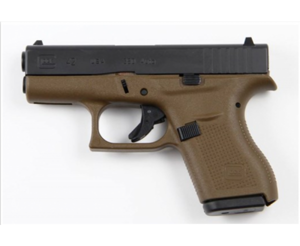 Glock G42 Black / Flat Dark Earth .380 ACP 3.25-inch 6Rd Fixed Sights USA Made