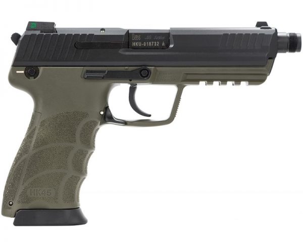 Heckler and Koch HK45 Tactical V1 LEA Pistol .45ACP, NS, DA/SA, 3 Mags, 10rd, Green