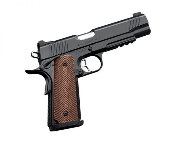 Kimber Gold Combat RL II .45ACP 5 Inch Matte Black Brown Micarta Grips