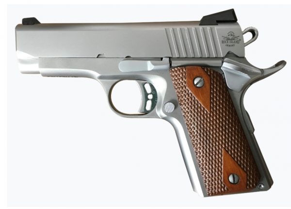 Rock Island Armory M1911 ECS 45ACP 3.6" 7 Round Stainless Wood Grips