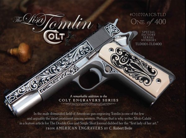 Colt Firearms Series 70 Lisa Tomlin 1911 Stainless / Engraved .45 ACP 5" 8-Round - Image 2