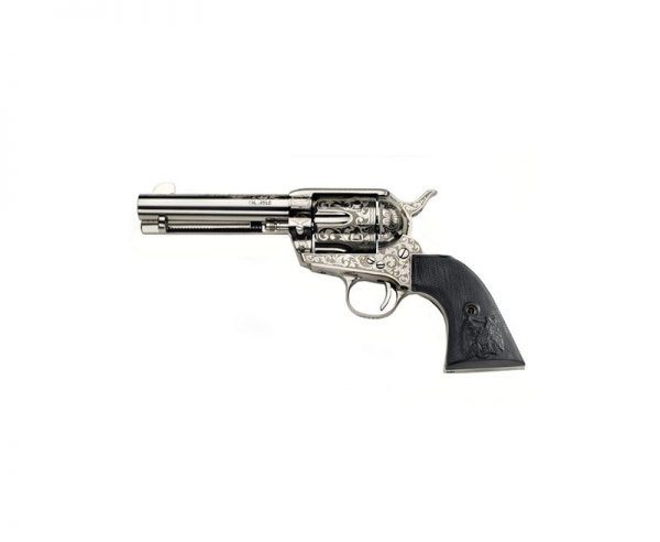 Taylors & Co. Outlaw Legacy Nickel Engraved Revolver .45 LC 4.75 inch 6 rd PVC Grip