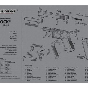 TekMat Original Cleaning Mat Gray 11×17″ with Glock Gen4 Diagram
