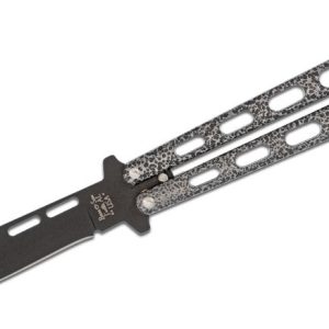 Bear and Sons Cutlery Butterfly Silver Knife – 4″ Plain Black Drop Point Blade