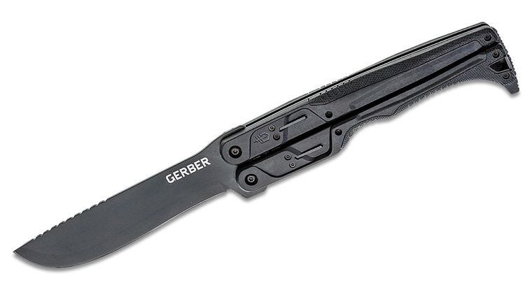 Gerber DoubleDown Folding Machete 6.75" 420HC Black Recurve Blade QuadLock
