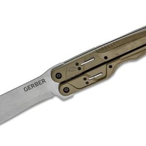 Gerber DoubleDown Folding Machete 6.75″ 420HC Stonewashed Recurve Blade Green Handles QuadLock