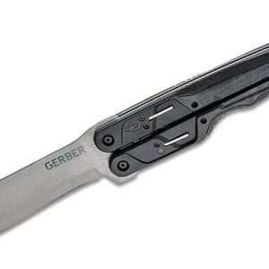 Gerber DoubleDown Folding Machete 6.75″ 420HC Stonewashed Recurve Blade Black Handles QuadLock
